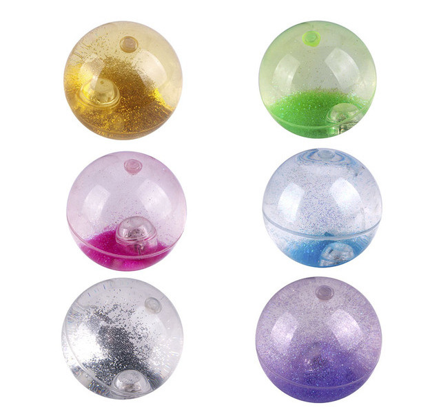 80mm Plastic TPU Promotion Gifts Sparkle Shining Glitter Sequin Floating Bouncing Ball with Liquid Water