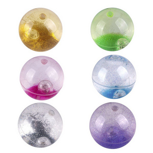 80mm Plastic TPU Promotion Gifts Sparkle Shining Glitter Sequin Floating Bouncing Ball with Liquid Water