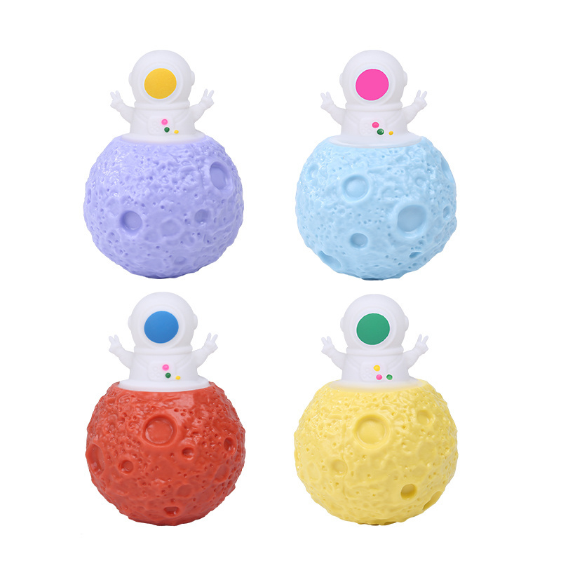 New design OEM pop up moon cup Squeeze Stress relief toys ball hiding up astronauts Squishy novelty toys for kids