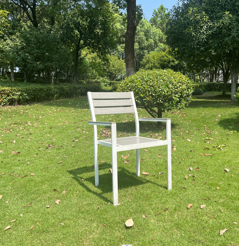 New Design Large Poly-wood Slat Garden Chairs Outdoor Plastic Poly-wood Stacking Chair factory offered directly