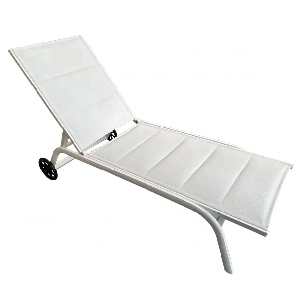 Hotel Garden Swimming Pool Sunbed Cushions Portable Outdoor Beach Aluminum Sun Loungers Chair With Wheel