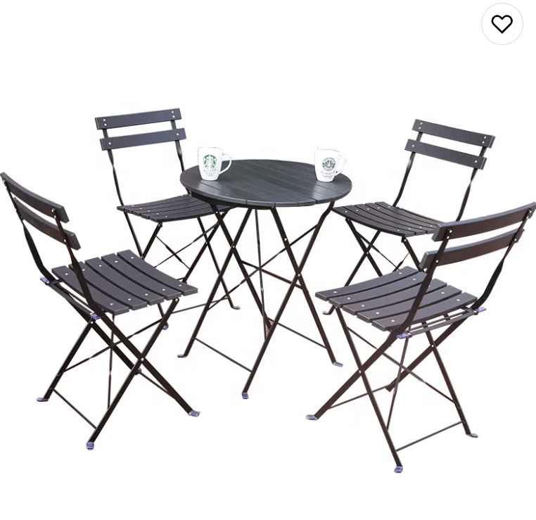 courtyard garden line outside patio french bistro table balcony set premium steel foldable outdoor furniture set