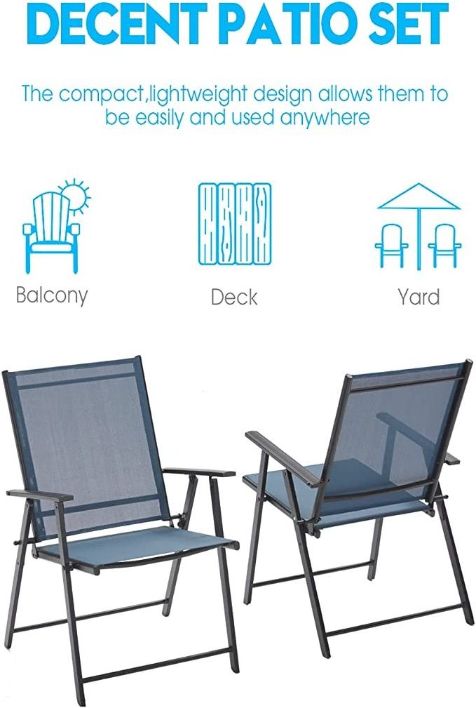 Folding Patio Chairs with Arms, Portable Patio Dining Chairs Sling Back Chairs for Garden, high back Outdoor leisure chair