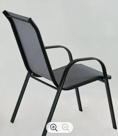 Light Gray Sling Stacking Patio Chairs With Black Metal Frame for your garden leisure time