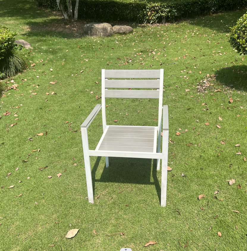 New Design Large Poly-wood Slat Garden Chairs Outdoor Plastic Poly-wood Stacking Chair factory offered directly