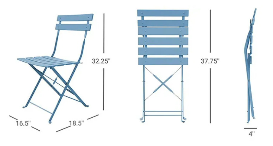 customize folding iron steel table and chair outdoor bistro set for cafe beer restaurant commerical dinning sets factory offered