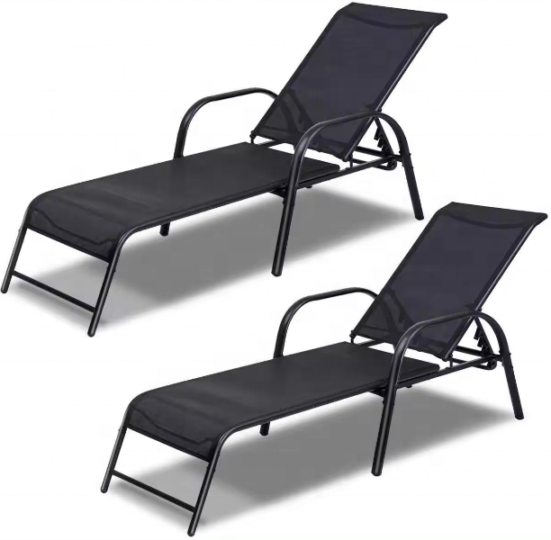 Aluminum or steel Cheap Sun Loungers for Promotion Stacking Fabric Sling Beach poolside garden outdoor Lounge Chair