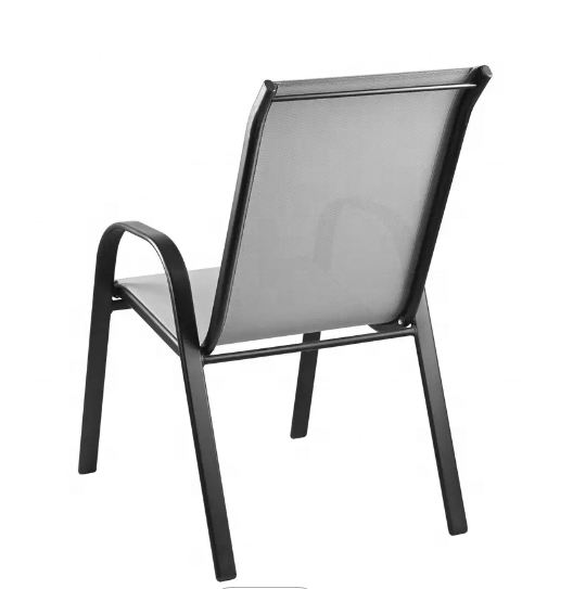 Light Gray Sling Stacking Patio Chairs With Black Metal Frame for your garden leisure time