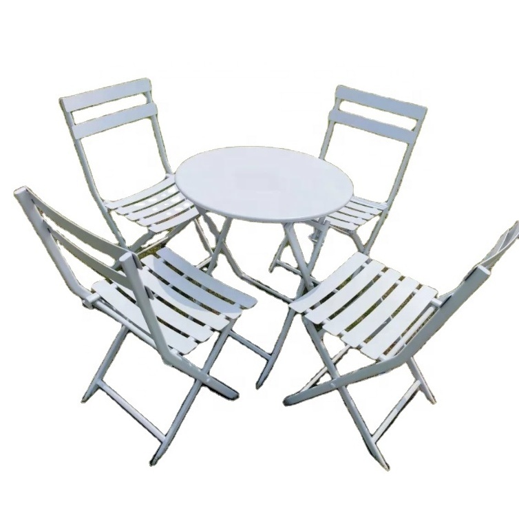 courtyard garden line outside patio french bistro table balcony set premium steel foldable outdoor furniture set