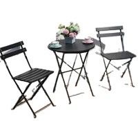 courtyard garden line outside patio french bistro table balcony set premium steel foldable outdoor furniture set