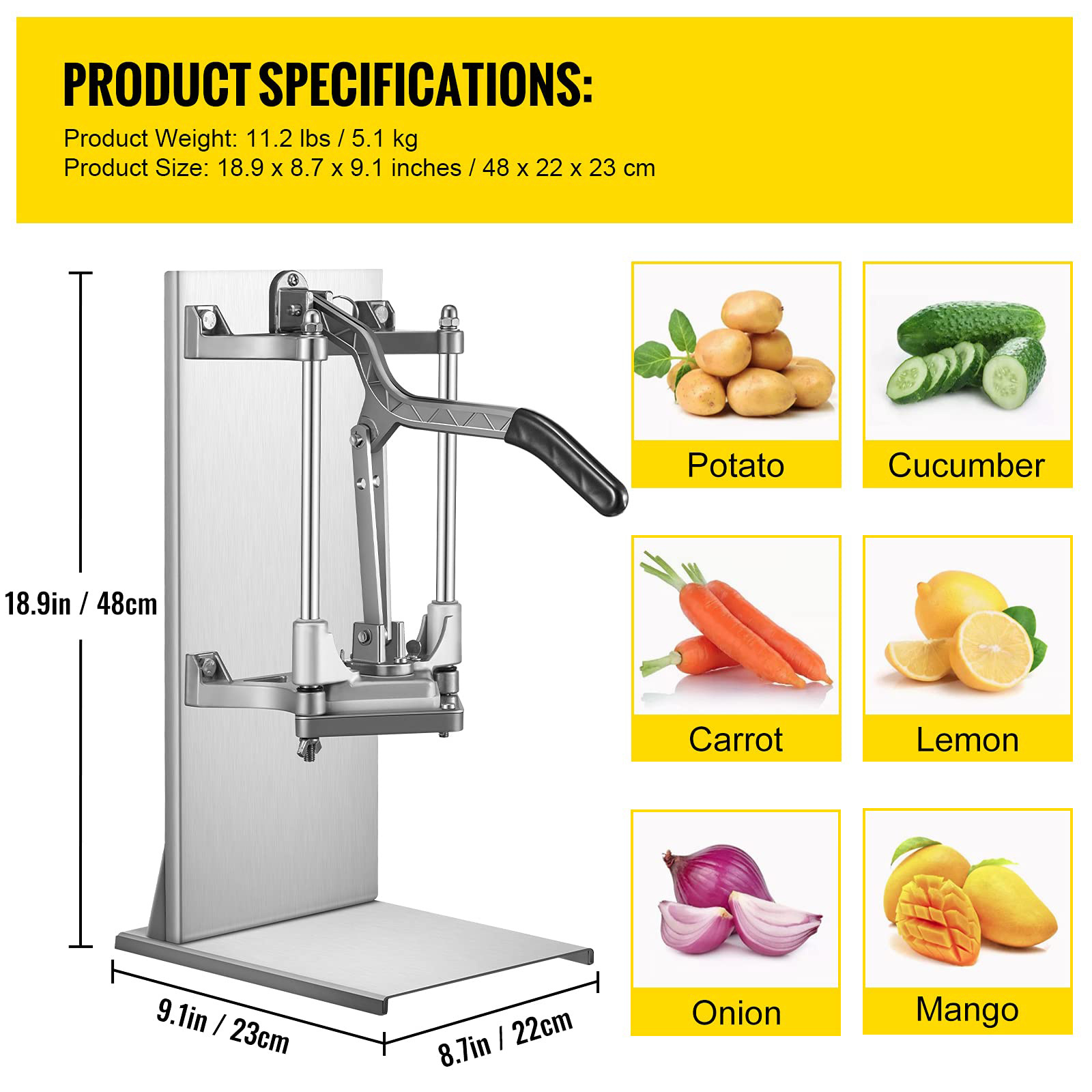 Hot Sell Manual French Cutter Potato Slicer Fruit Slicer Stainless Steel Vegetable Chopper