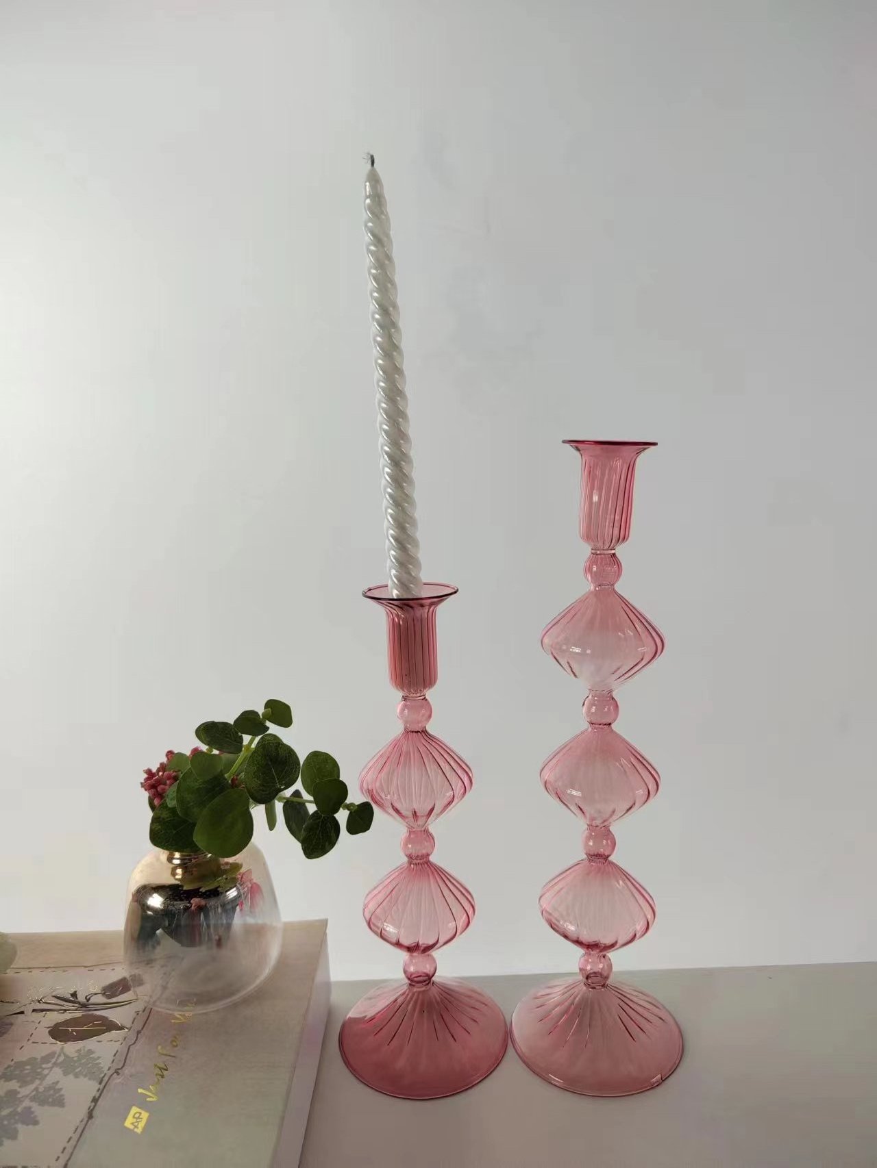 Wholesale Nordic Glass Candle Holder Wedding Decorative Glass Candlestick Holder For Home Decoration Candle Stand Set