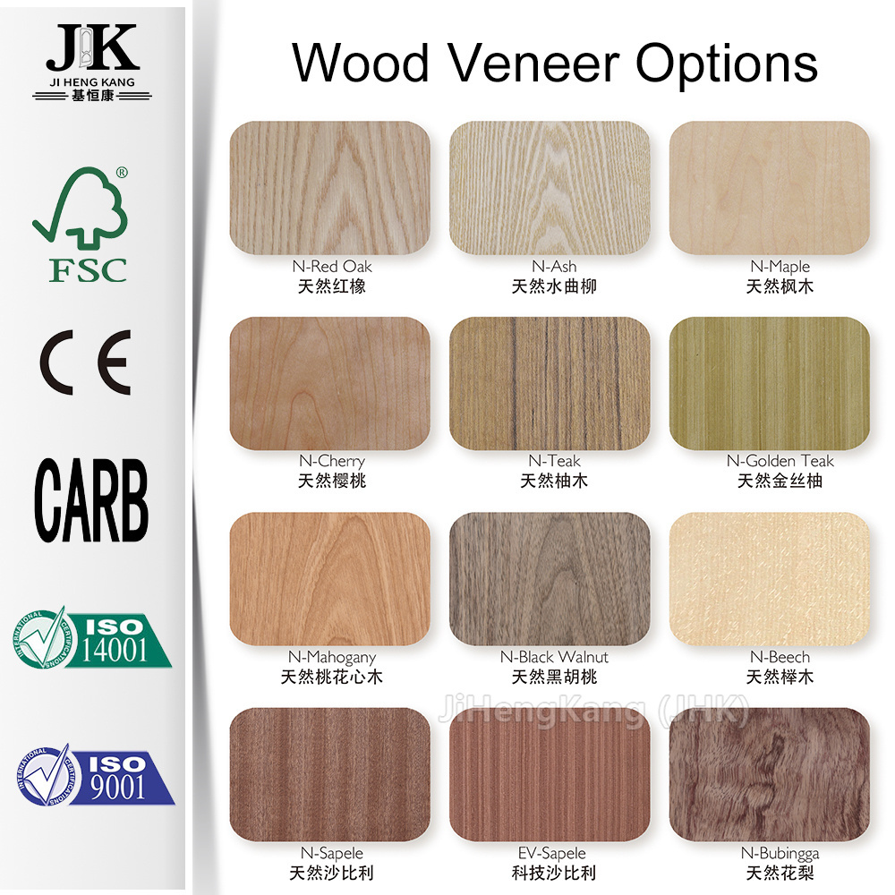 JHK-018 Cedar Wood Veneer Doors Wood Veneer Door Skin With Cherry Texture Surface Finished Veneer Moulded Door