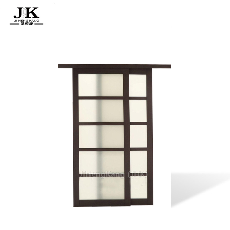 Jhk-sliding PVC Double Doors Automatic Sliding Door for Cabinet Partition Doors Wooden Modern Rolling Apartment Plastic Polymer