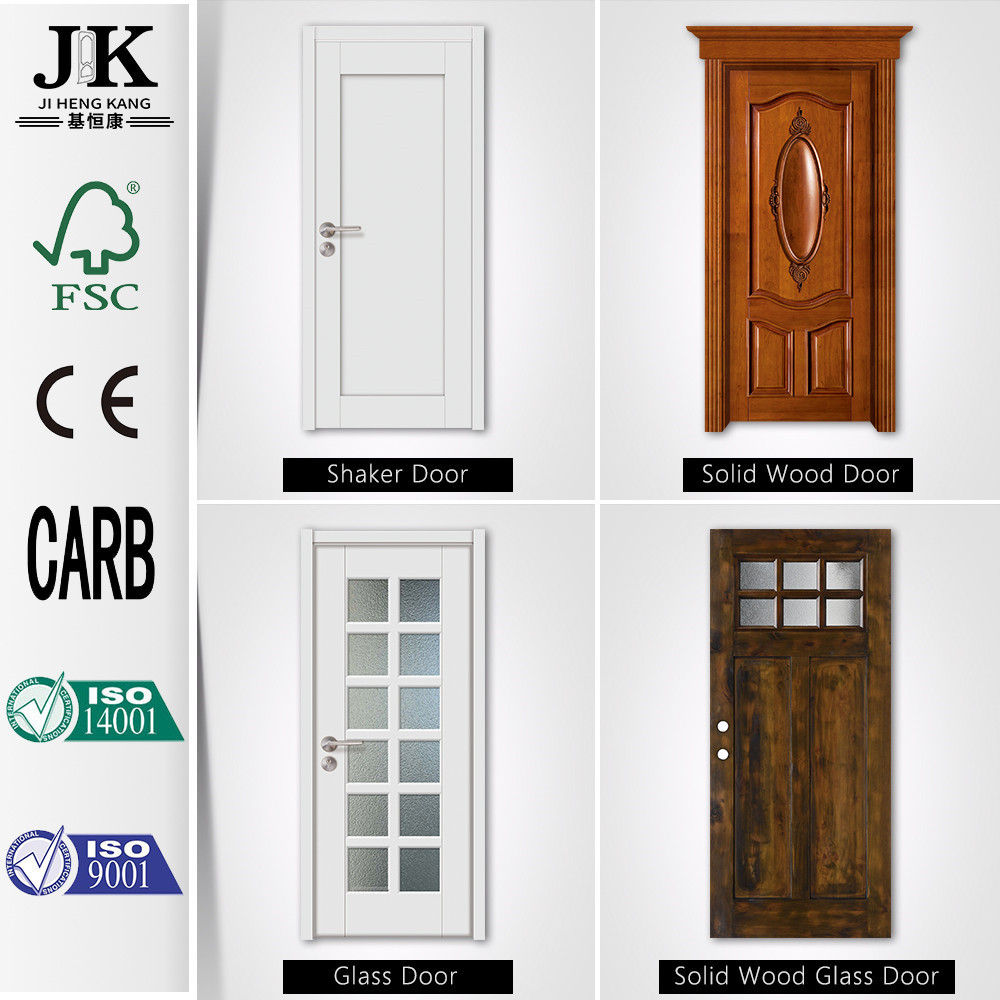 JHK-Wood Veneer White Primer MDF Door Glass Door Melamine Door