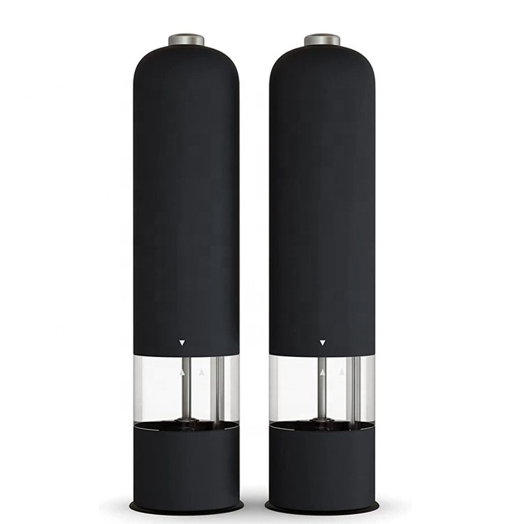 Electric Salt and Pepper Grinder Set Automatic Battery Operated Spice Mills One Handed Push Button Peppercorn Grinders with LED