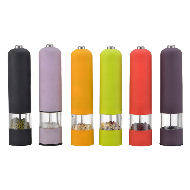 Electric Salt and Pepper Grinder Set Automatic Battery Operated Spice Mills One Handed Push Button Peppercorn Grinders with LED