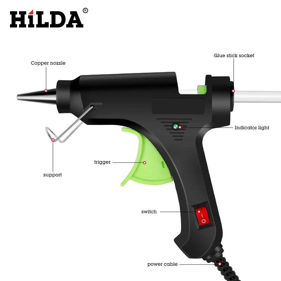 HILDA 20W Hot Melt Glue Gun Without Glue Sticks DIY Thermo Mini Adhesive Glue Gun Repair Heat Tools