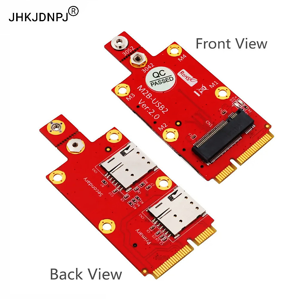 Mini PCI-E to M.2 NGFF Key B Wireless Adapter Card with Dual NANO SIM Slot for 5G 4G LTE GSM Modem Module