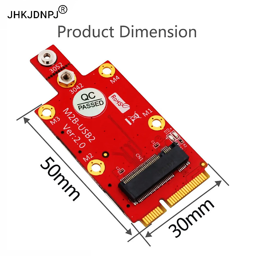 Mini PCI-E to M.2 NGFF Key B Wireless Adapter Card with Dual NANO SIM Slot for 5G 4G LTE GSM Modem Module