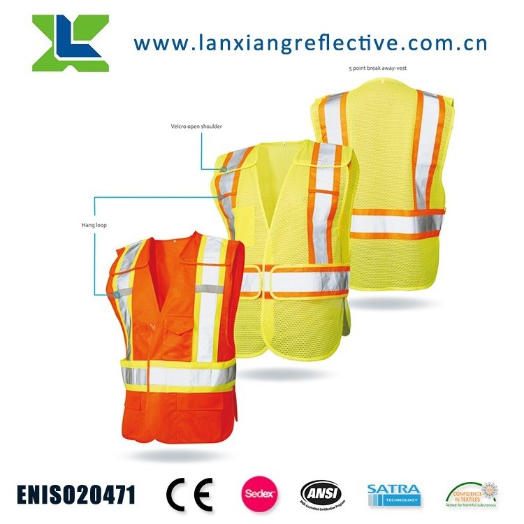 Strip Mesh Fabric Construction Security Safety Reflective Vest