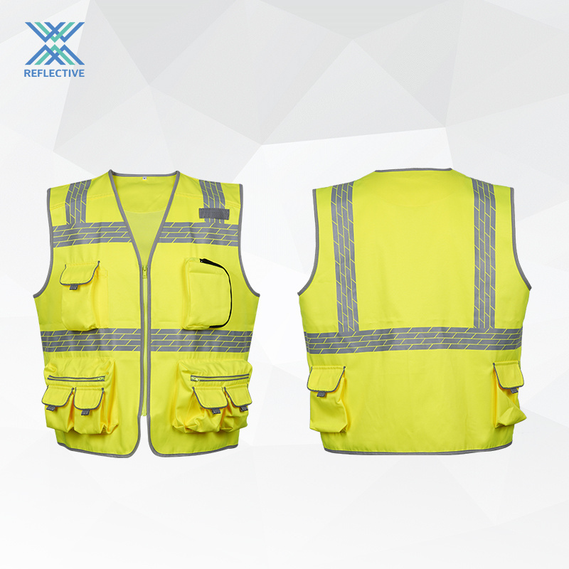 LX  High Quality Reflective Hi Vis Construction Safety Vest Engineer Safety Vest With Pockets