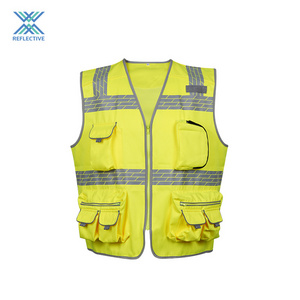 LX  High Quality Reflective Hi Vis Construction Safety Vest Engineer Safety Vest With Pockets