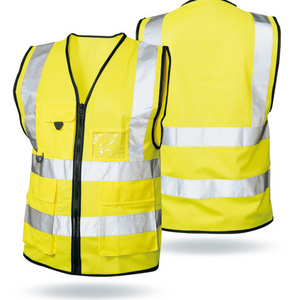 100% Polyester Traffic Products Security Guard Uniform  Reflective Safety Vest With Zipper