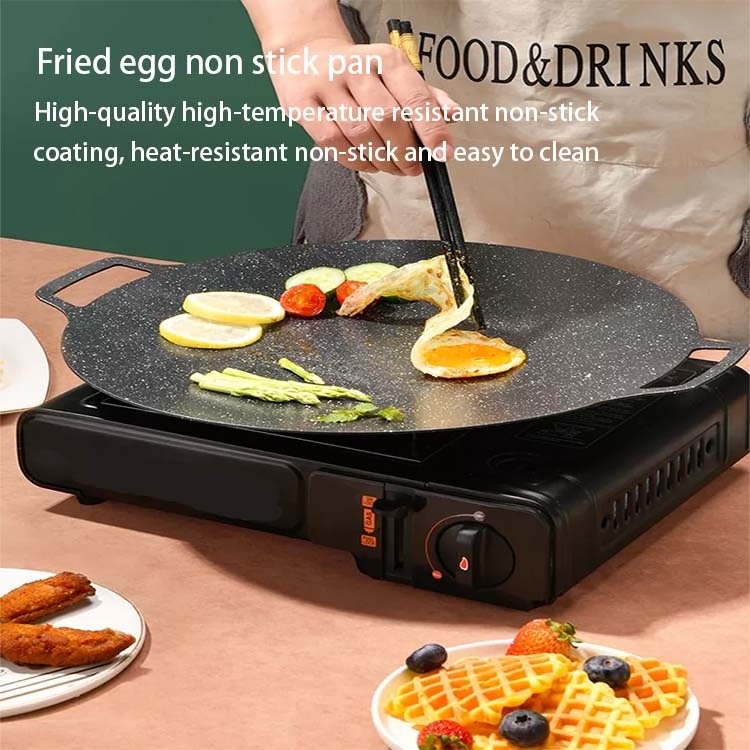 Korea Popular Household Outdoor Barbecue BBQ Portable Steak Stone Cooking Meat Iron Non Stick Rock Grill Pan Plate