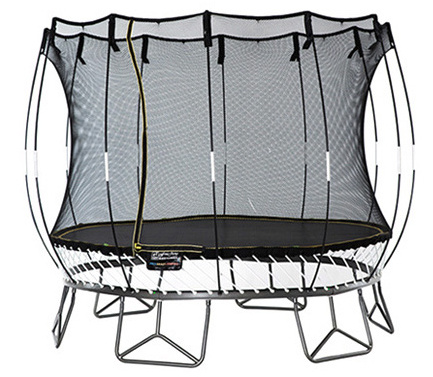 Soft Edge Spring Free Outdoor play ground trampoline with enclosure net basketball hoop