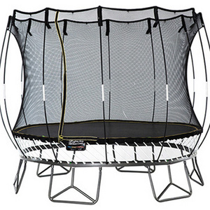 Soft Edge Spring Free Outdoor play ground trampoline with enclosure net basketball hoop