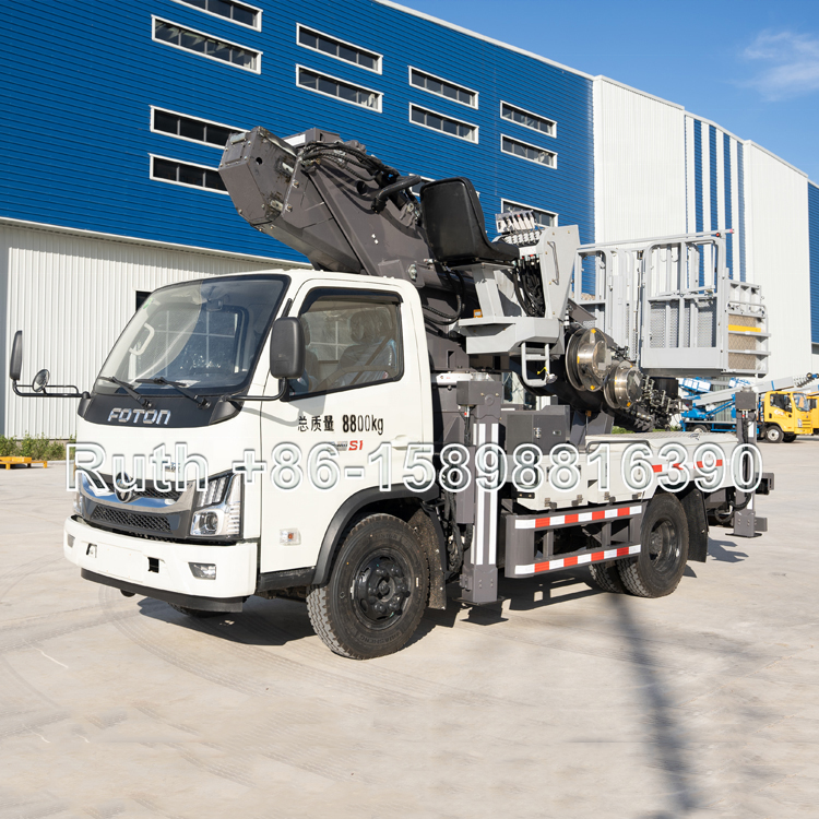 China high altitude operation trucks factory JIUHE truck with basket 21m 23m 25m 29m 38m 45m man lift truck