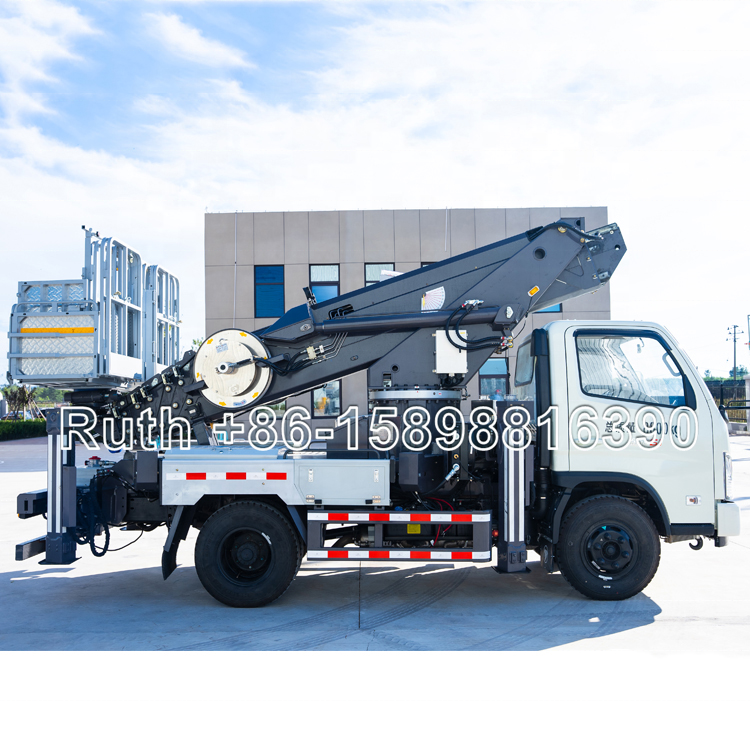 China high altitude operation trucks factory JIUHE truck with basket 21m 23m 25m 29m 38m 45m man lift truck