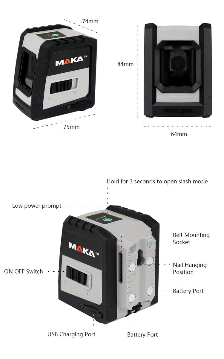 MAKA Laser wavelength Green 520nm Class II laser standard Cheap Line Anti Drop Stable Performance Waterproof Design Laser Level