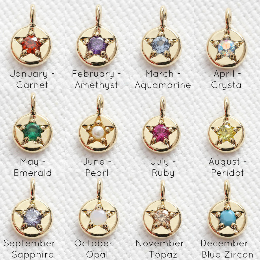 Manna 12 Birthstone Pendant DIY Necklace Jewelry Making Square Colorful Zircon Pendant Stainless Steel Charms Wholesale