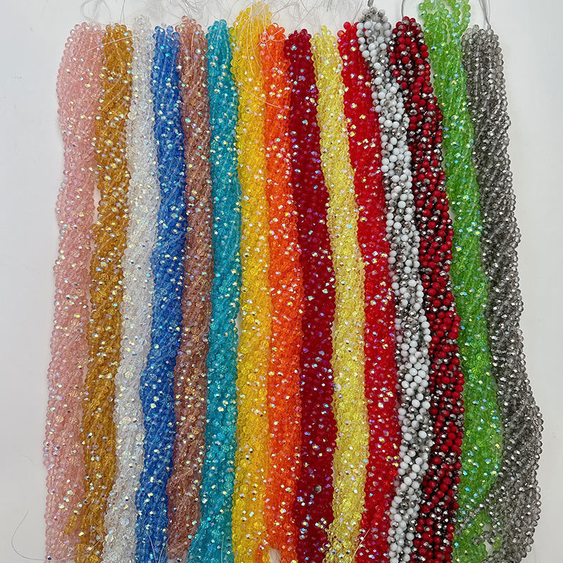 Manna Hot Selling 3/4/6/8mm Colorful Wheel Bead Crystal AB Color Faceted Round Glass Loose Beads For DIY Jewelry