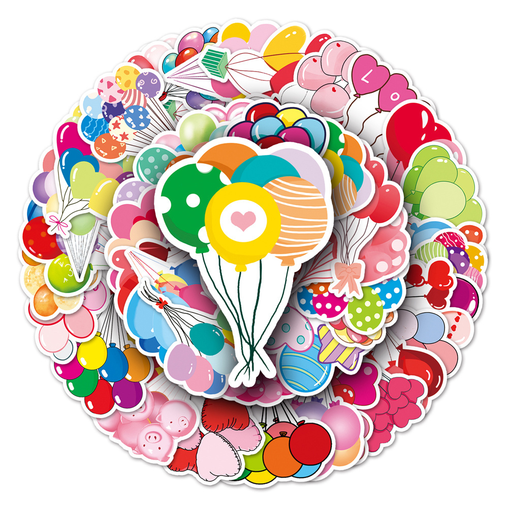 Factory Custom Romance Balloon Bouquet INS Sticker Waterproof Printing PVC Cartoon Sticker