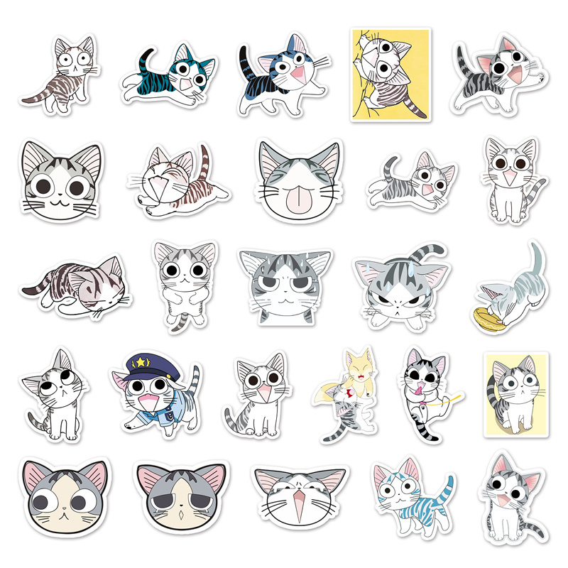 53pcs Hot Sale Anime Private House Cat Cute Sticker Decorative Laptop iPad PVC Waterproof Sticker