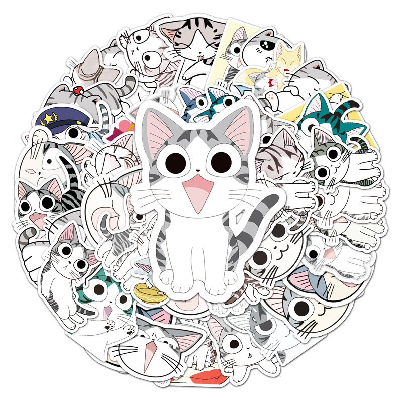 53pcs Hot Sale Anime Private House Cat Cute Sticker Decorative Laptop iPad PVC Waterproof Sticker