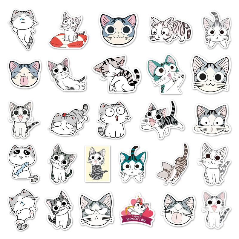 53pcs Hot Sale Anime Private House Cat Cute Sticker Decorative Laptop iPad PVC Waterproof Sticker