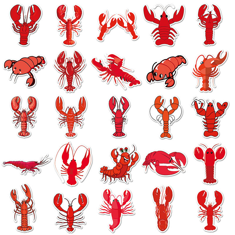 Factory Outlet 50Pcs Animal Lobster Sticker Waterproof Printing Vinyl Wall Sticker