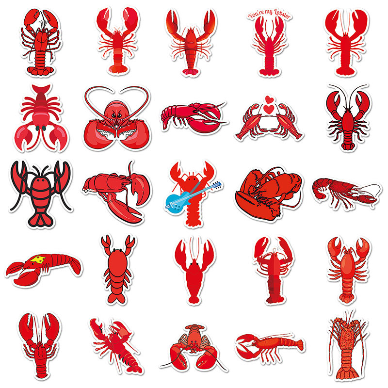 Factory Outlet 50Pcs Animal Lobster Sticker Waterproof Printing Vinyl Wall Sticker