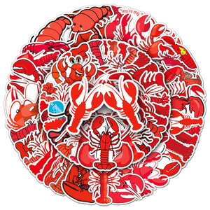 Factory Outlet 50Pcs Animal Lobster Sticker Waterproof Printing Vinyl Wall Sticker