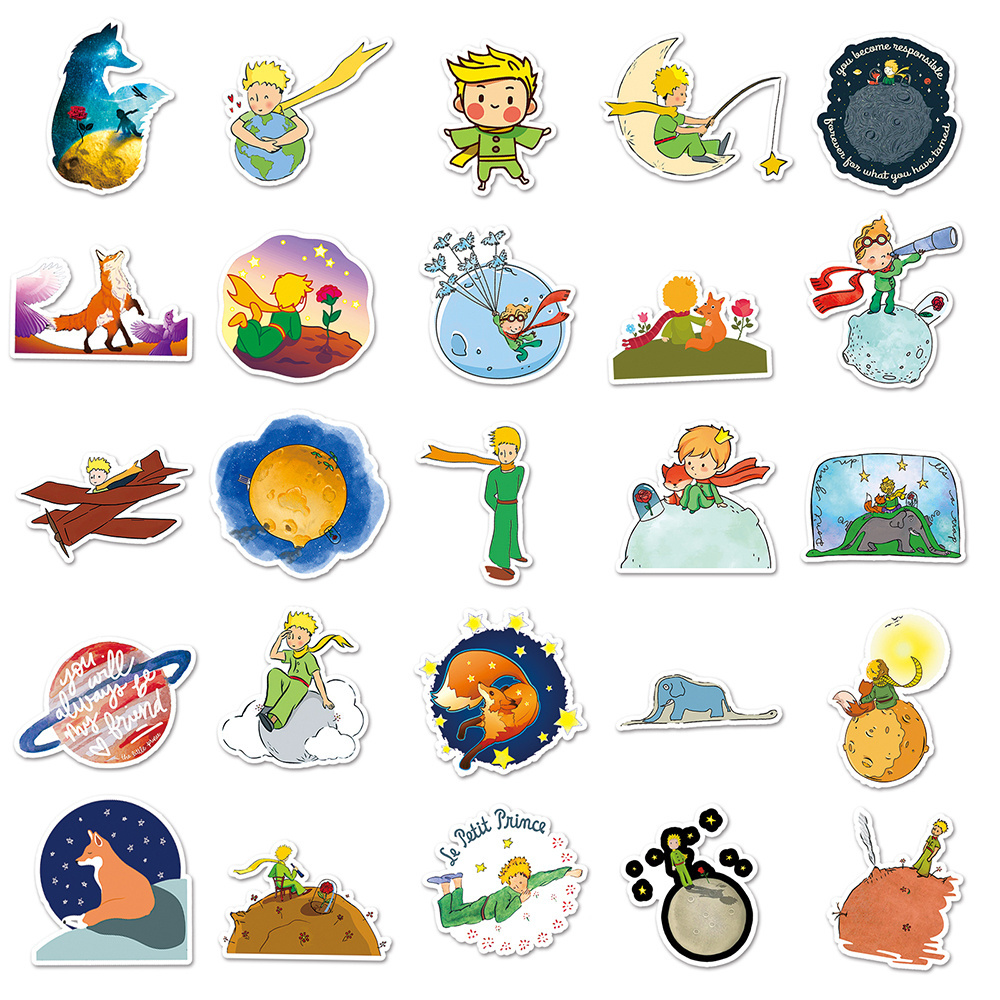 50PCS Factory Hot Sale The Little Prince Anime Sticker Waterproof Printing Vinyl Wall Sticker