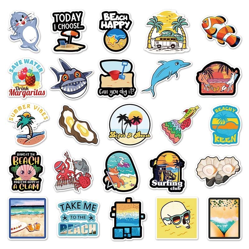 50 PCS Factory Wholesale PVC Waterproof Decoration car stickers Ocean Series Custom Stickers