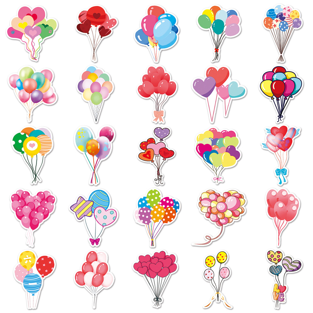 Factory Custom Romance Balloon Bouquet INS Sticker Waterproof Printing PVC Cartoon Sticker