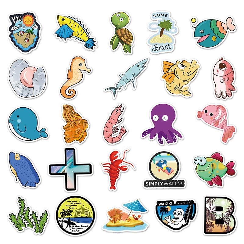 50 PCS Factory Wholesale PVC Waterproof Decoration car stickers Ocean Series Custom Stickers