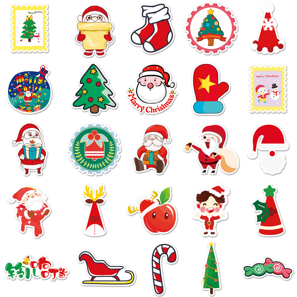 2023 New Happy Christmas Day Cartoon Festival Sticker Waterproof PVC Vinyl Cute Wall Sticker