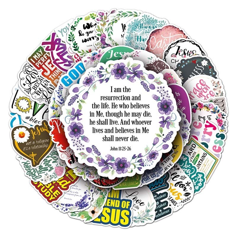 100Pcs Bible Jesus Christian English Motivational Letter Sticker Laptop Notebook water bottle Skateboard Luggage Custom Stickers