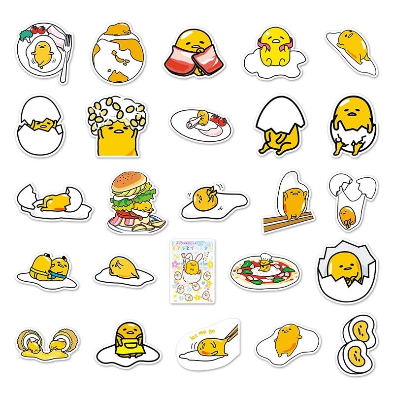 100PCs Factory Outlet Laptop IPadDie Cut Printing Egg Cartoon Sticker Cute Vinyl PVC Gudetama Cartoon Sticker